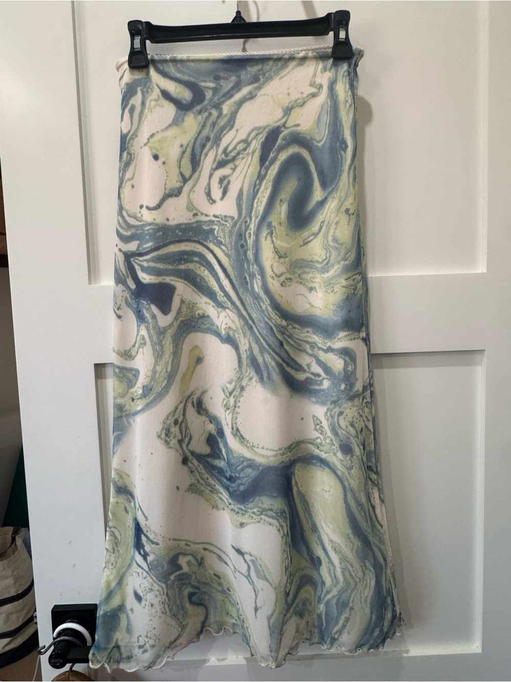 Urban Outfitters Marble-Print Maxi Skirt in Light Blue and Cream Size XS